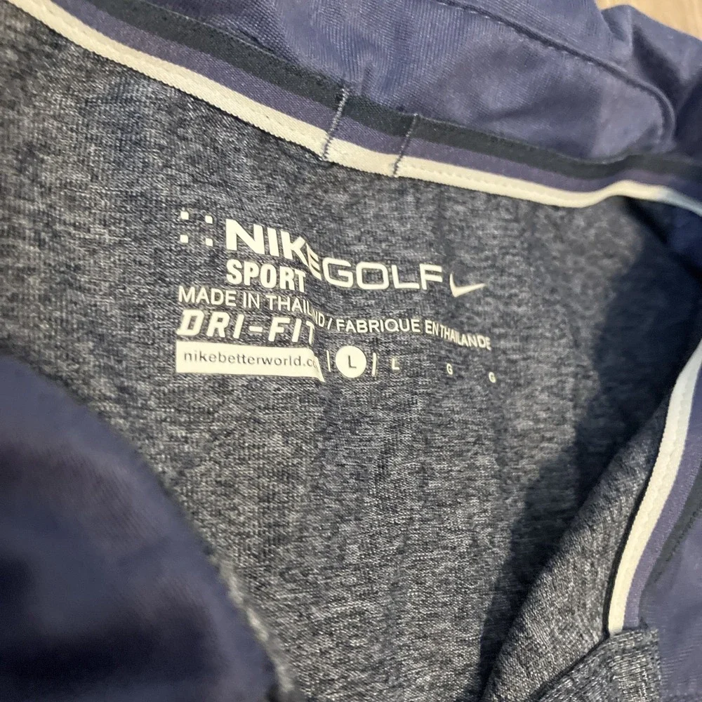 Nike Golf Sport Dri-FIT Polo Shirt‎ Mens Large Blue Heathered Short Sleeve